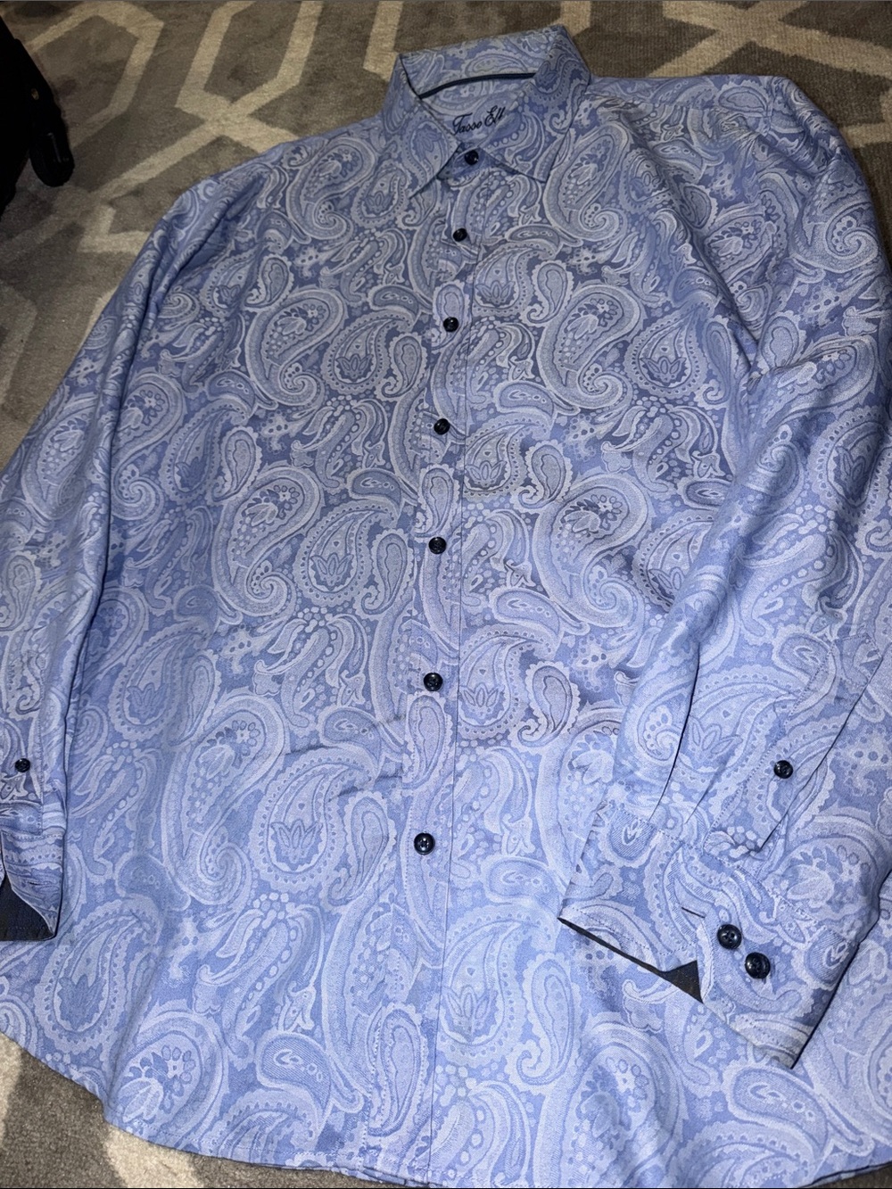 Tasso Elba Men’s 2X blue paisley button up